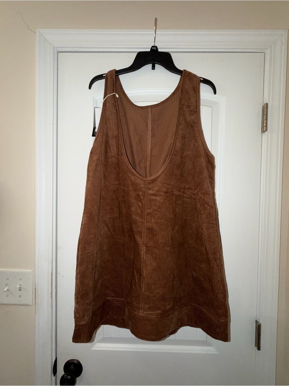 Brown Corduroy Mini Dress with Scoop Neck